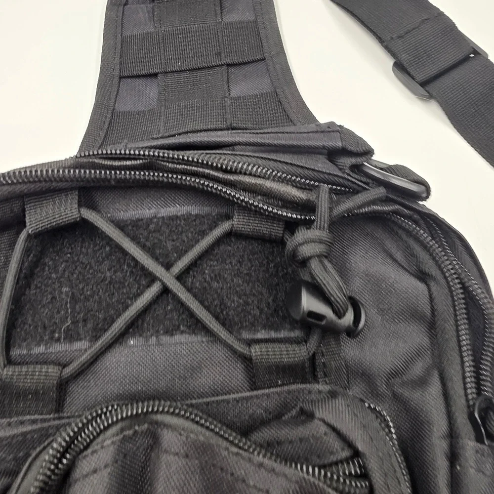 Black Tactical Sling Bag MOLLE Messenger Shoulder Pack Utility EDC Gear